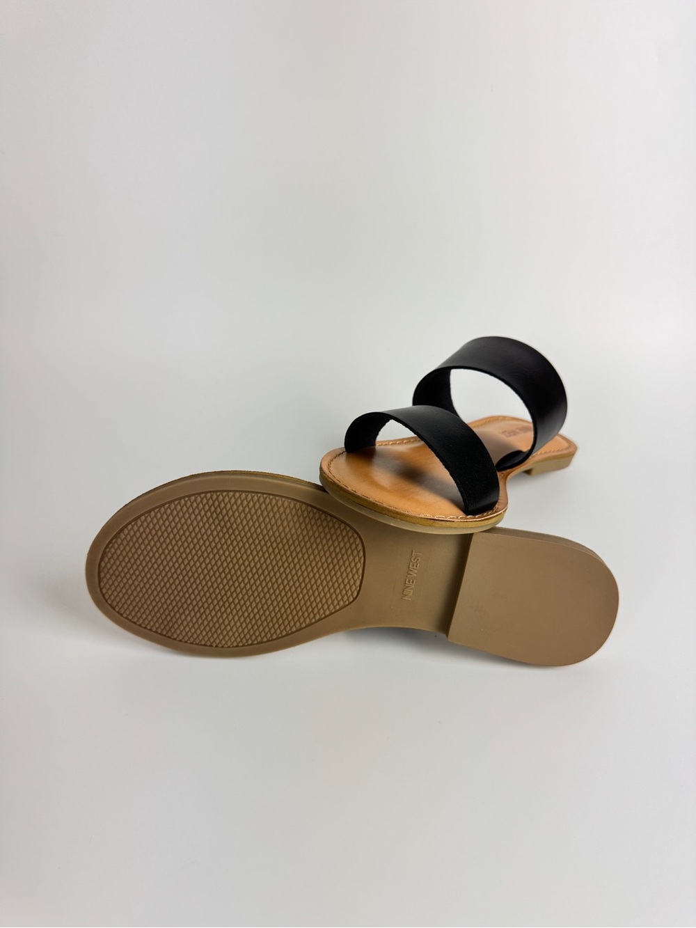 Nine West Women Black Double Strap Slide Sandals - Picture 4 of 4